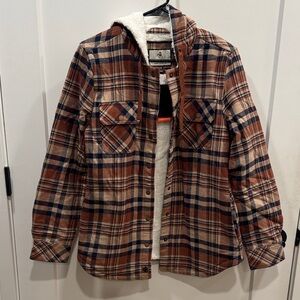 Legendary Whitetails Brown Navy Plaid Sherpa-Lined Hooded Jacket